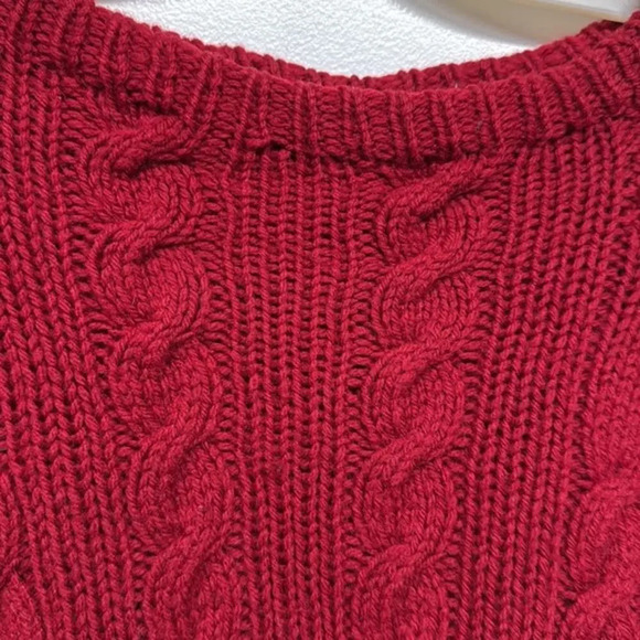 Chunky Handknit Red Holiday Christmas Warm Winter Pullover Sweater Size Large - Picture 4 of 4